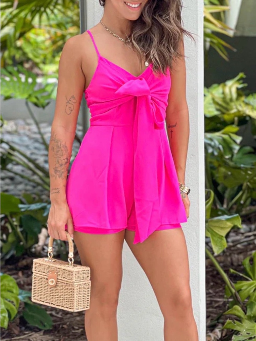 South Moon Under Hot Pink Spaghetti-Strap Romper - Picture 3 of 3